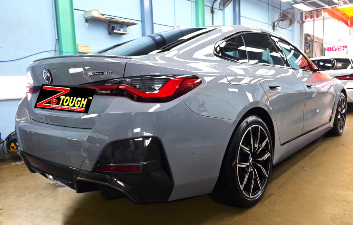 The BMW i4 after its ZeTough coating.