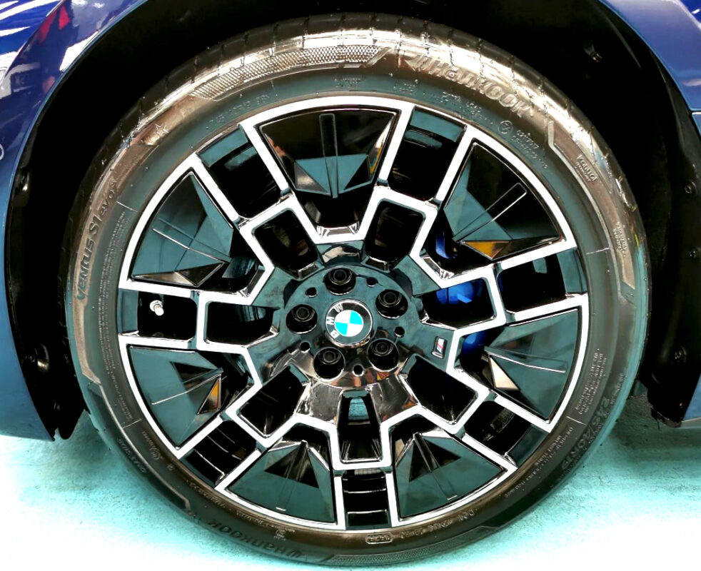 The BMW i4 with its fresh, coated finish.