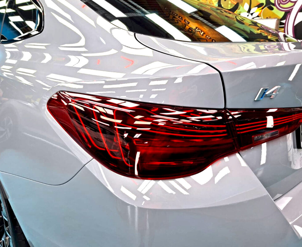 The finished BMW i4, glossy and protected.