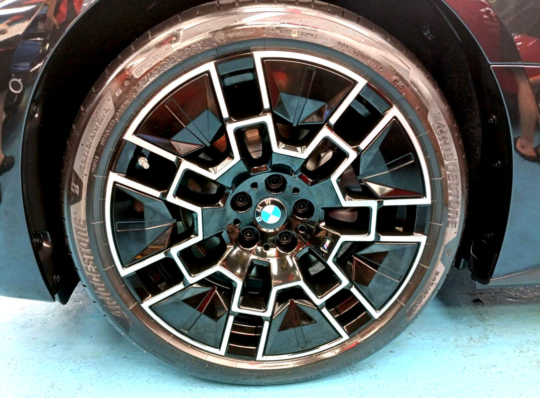 The BMW i4 with its fresh, coated finish.