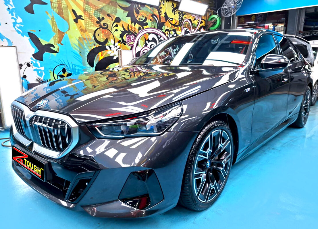 BMW i5, glossy after its ZeTough Titanium coating.