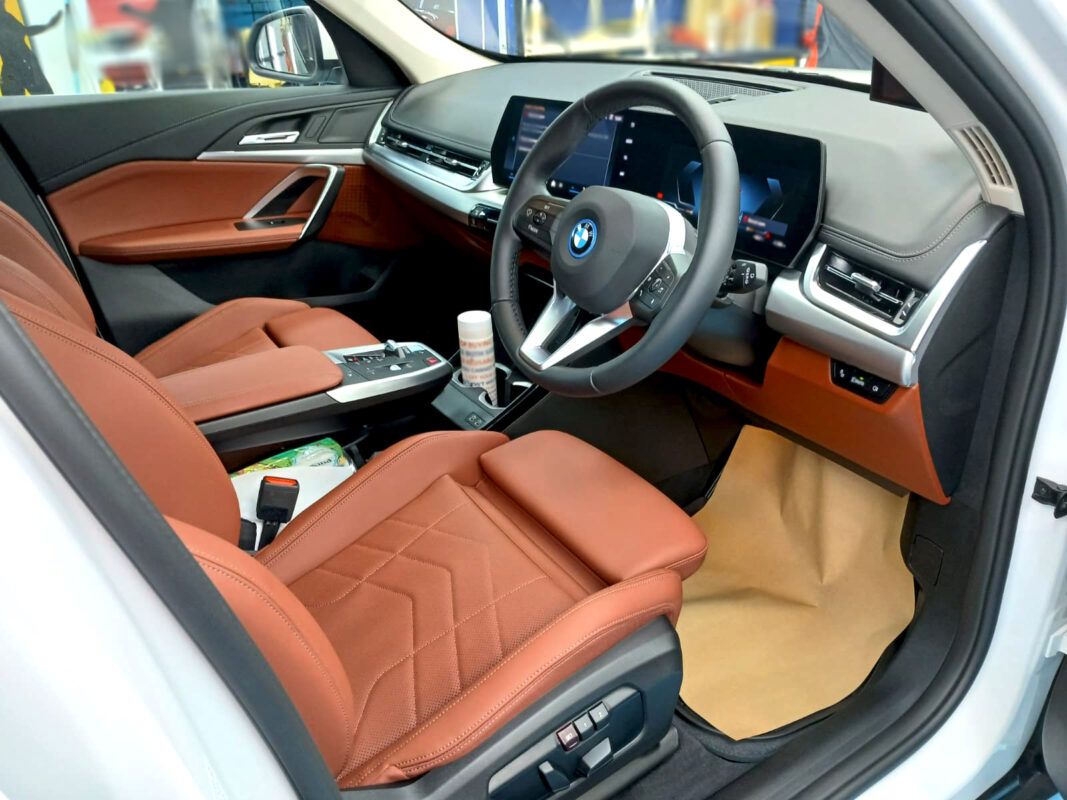The BMW iX1's protected, high-gloss finish.