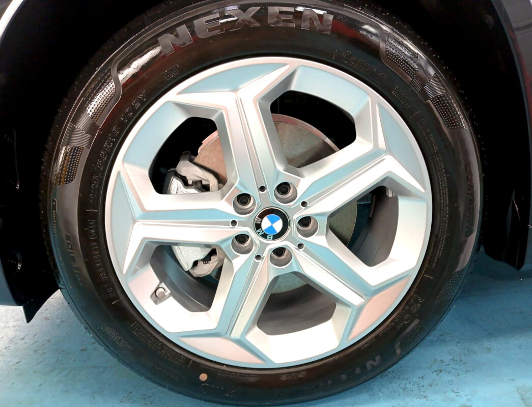 The BMW iX1 with its fresh, coated finish.