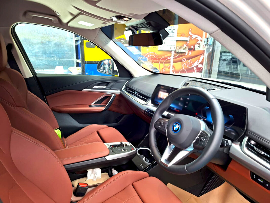 The BMW iX1's protected, high-gloss finish.