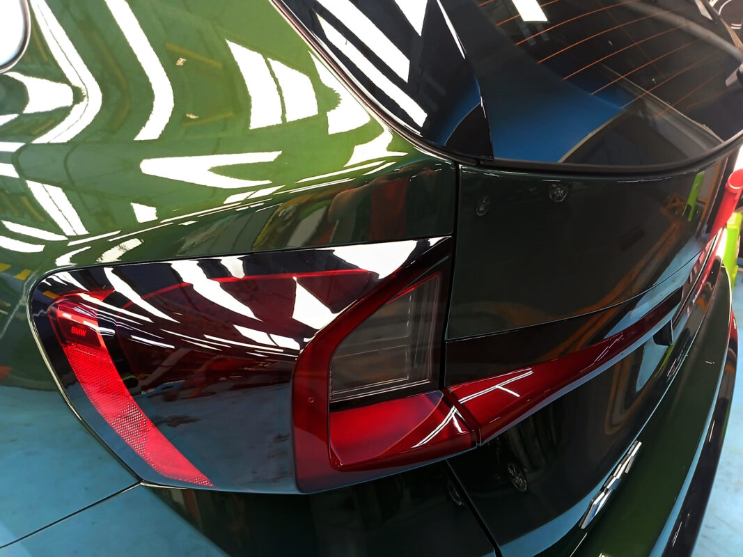 Side panel of the BMW iX1 with the ceramic finish locked in.