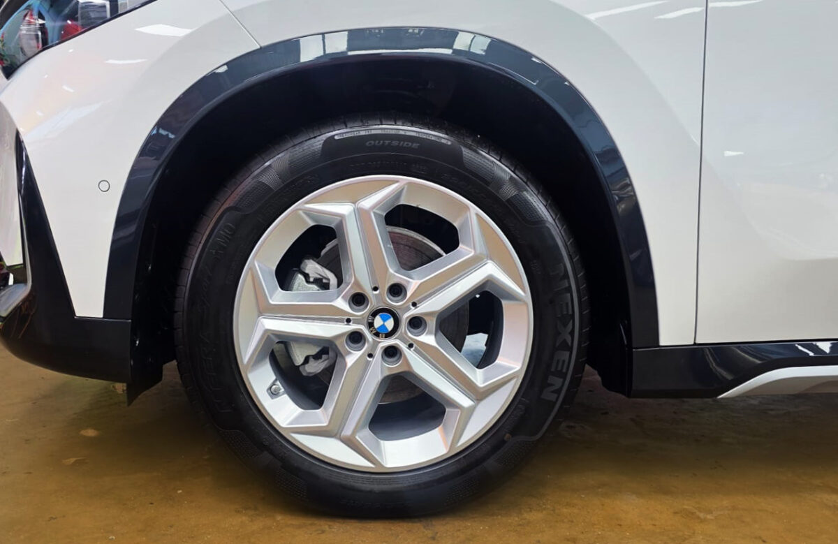 The BMW iX1 with its fresh, coated finish.