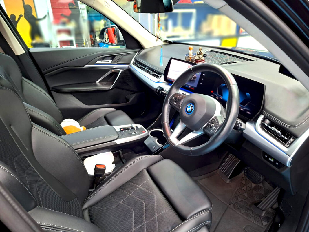 The BMW iX1's protected, high-gloss finish.