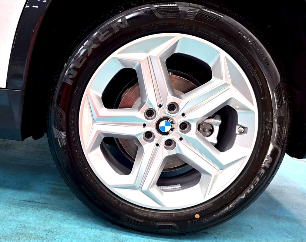The BMW iX1 with its fresh, coated finish.