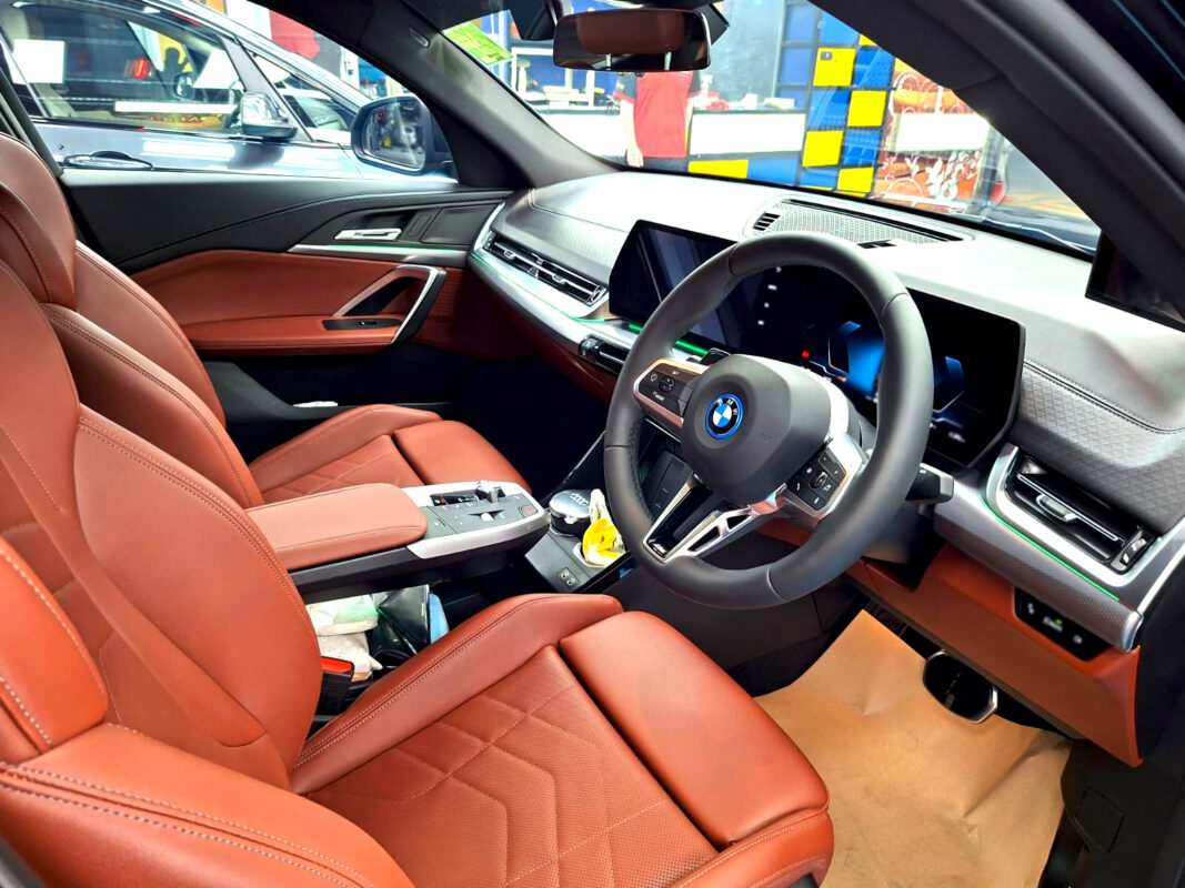 The BMW iX2's protected, high-gloss finish.