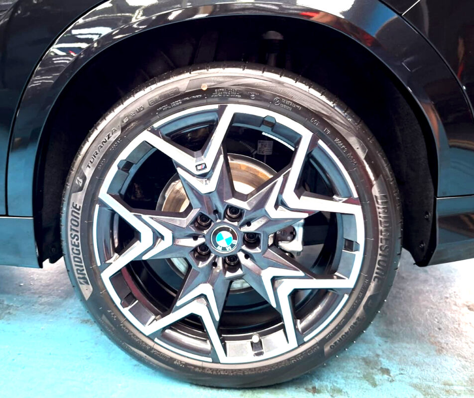 The BMW iX2 with its fresh, coated finish.