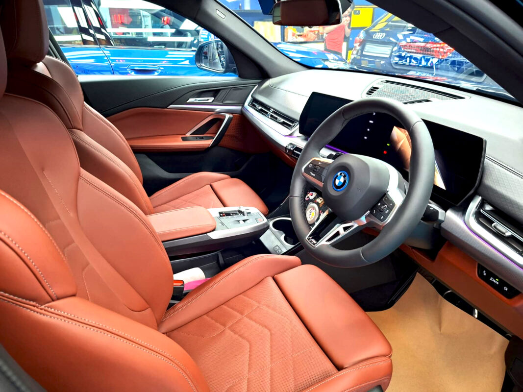 The BMW iX2's protected, high-gloss finish.