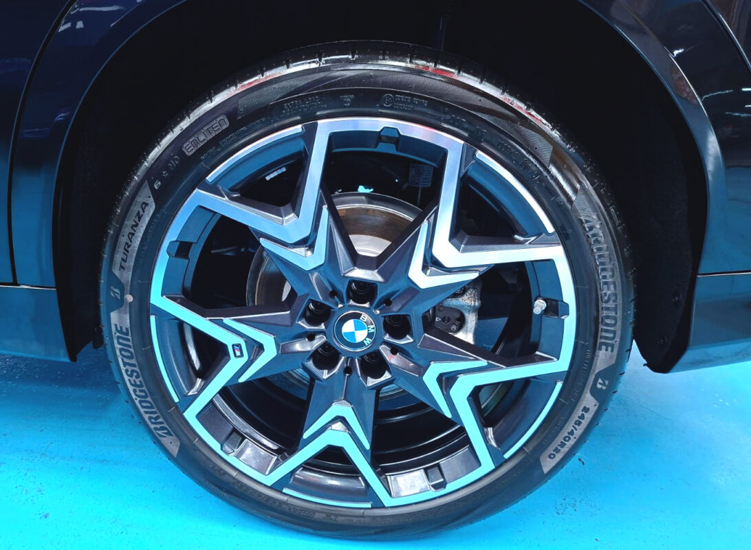 The BMW iX2 with its fresh, coated finish.