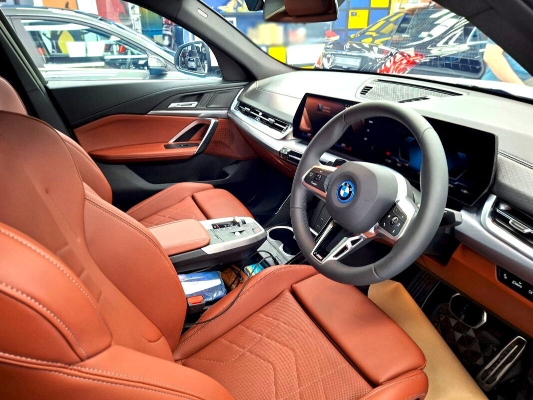 The BMW iX2's protected, high-gloss finish.