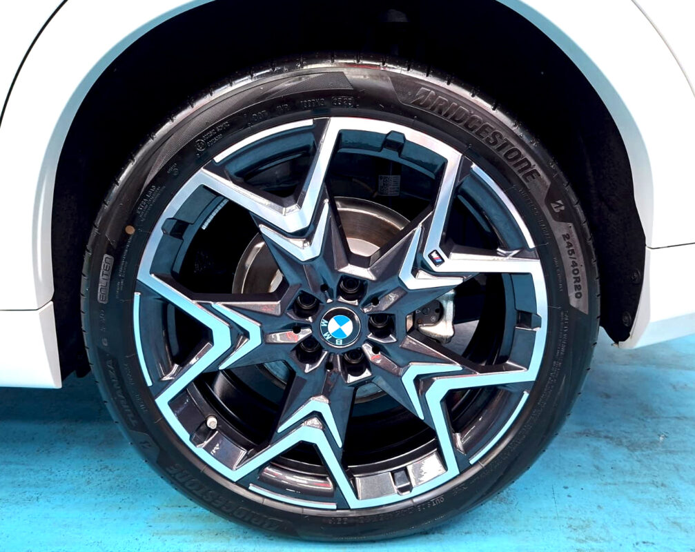 The BMW iX2 with its fresh, coated finish.