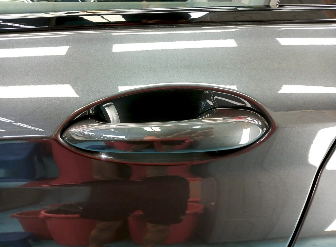 Front three-quarter view of the BMW iX3 after coating.