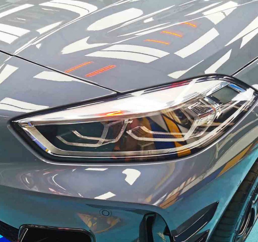 The M135's coated paintwork showing clean reflections.