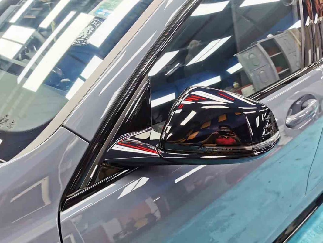 Side panel of the BMW M135 with the ceramic finish locked in.