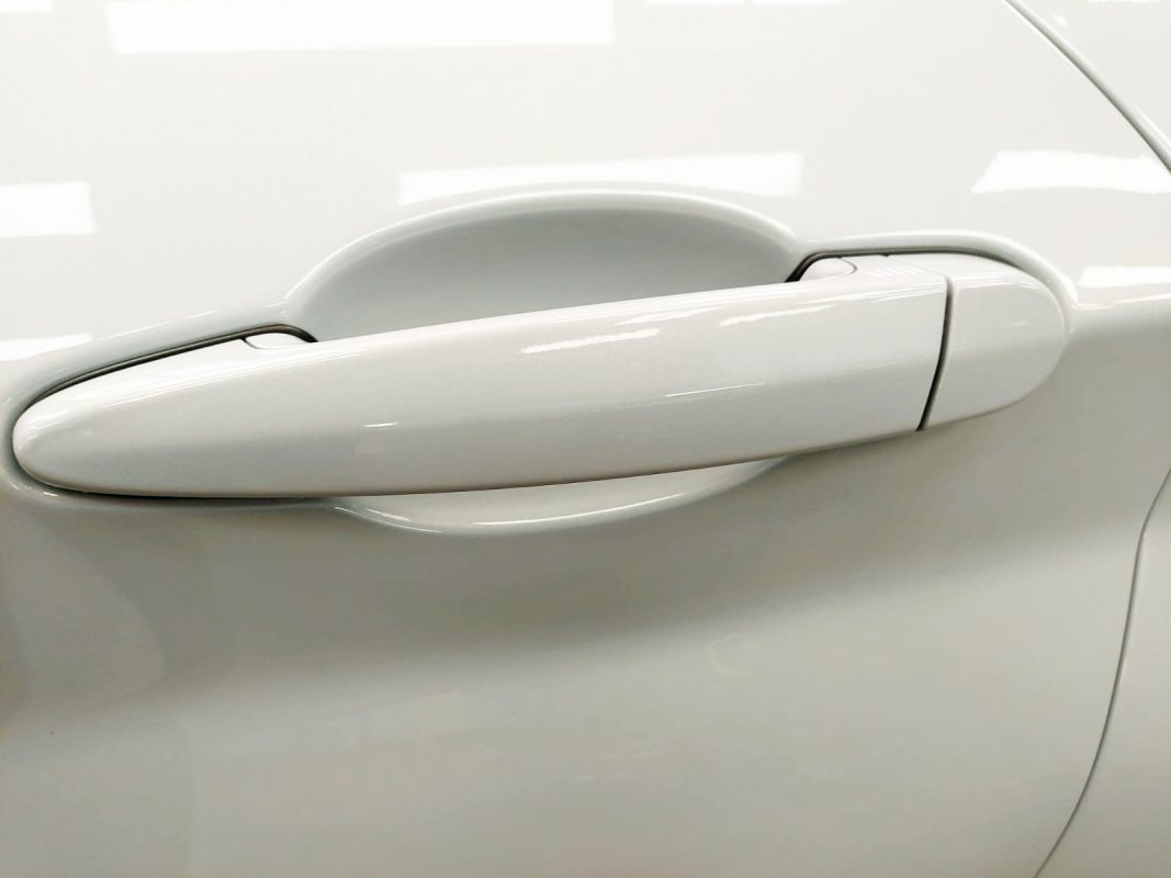 Front three-quarter view of the BMW M2 after coating.