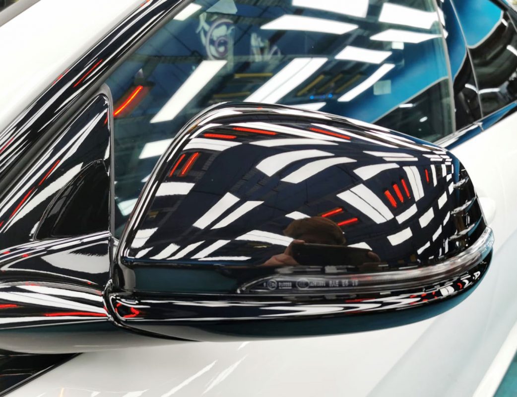 Side panel of the BMW M235i with the ceramic finish locked in.
