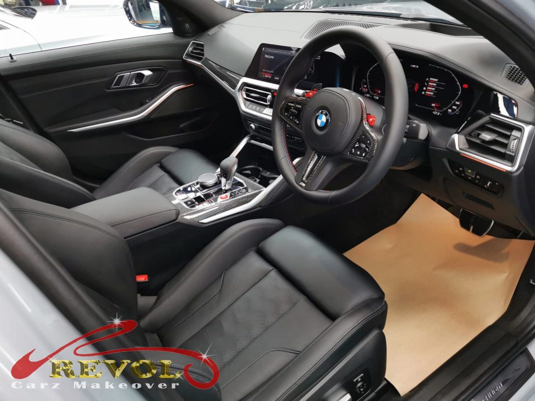 The M3 parked in the workshop, freshly coated.