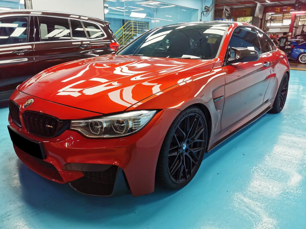 The BMW M4 as it arrived at Revol Carz, before the respray.