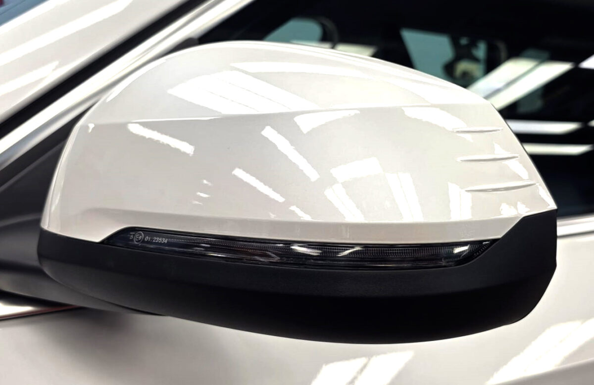Side panel of the BMW X1 with the titanium finish locked in.