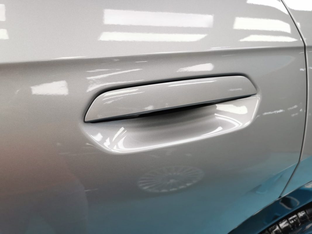 Front three-quarter view of the BMW X1 after coating.