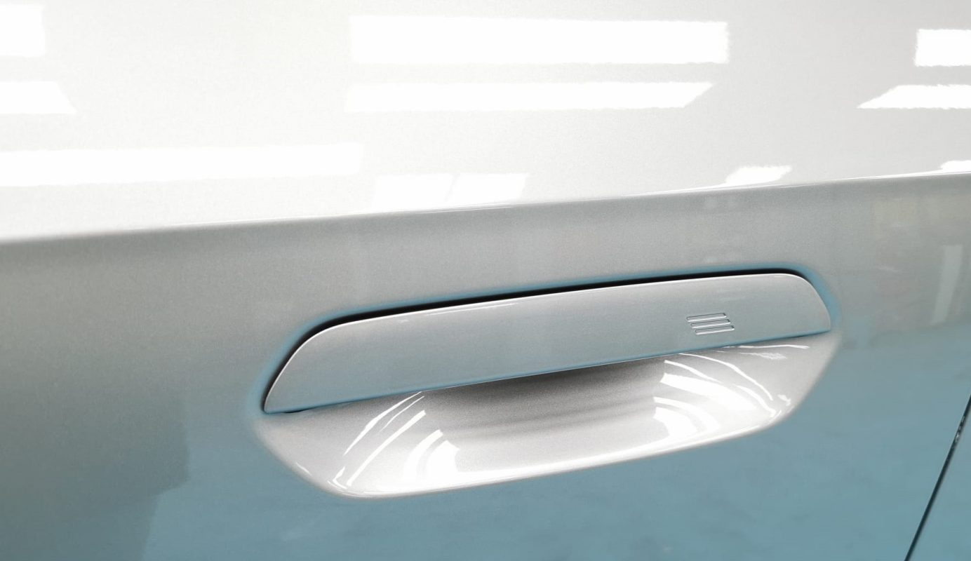 Front three-quarter view of the BMW X1 after coating.