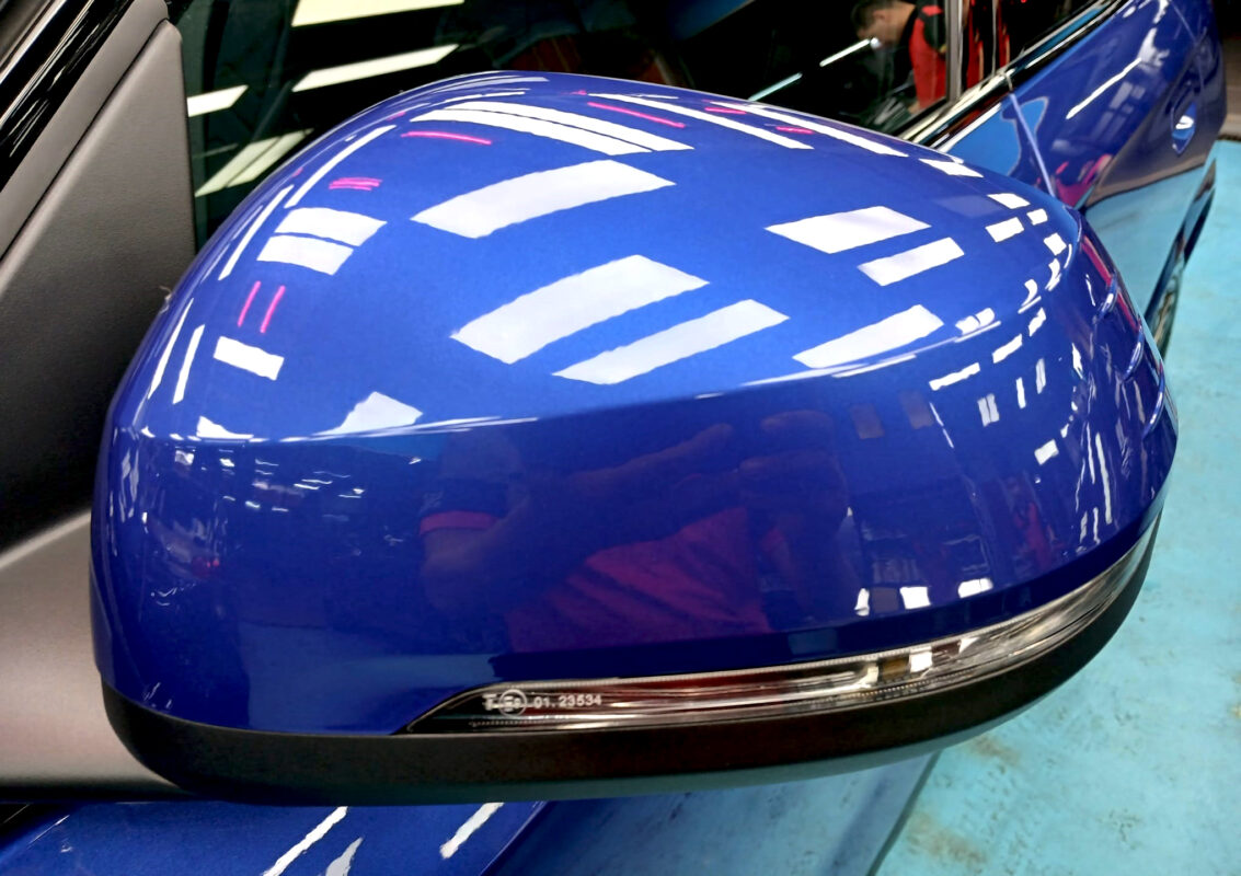 Side panel of the BMW X1 with the titanium finish locked in.