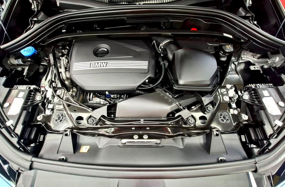 View of the engine bay with the bonnet open.
