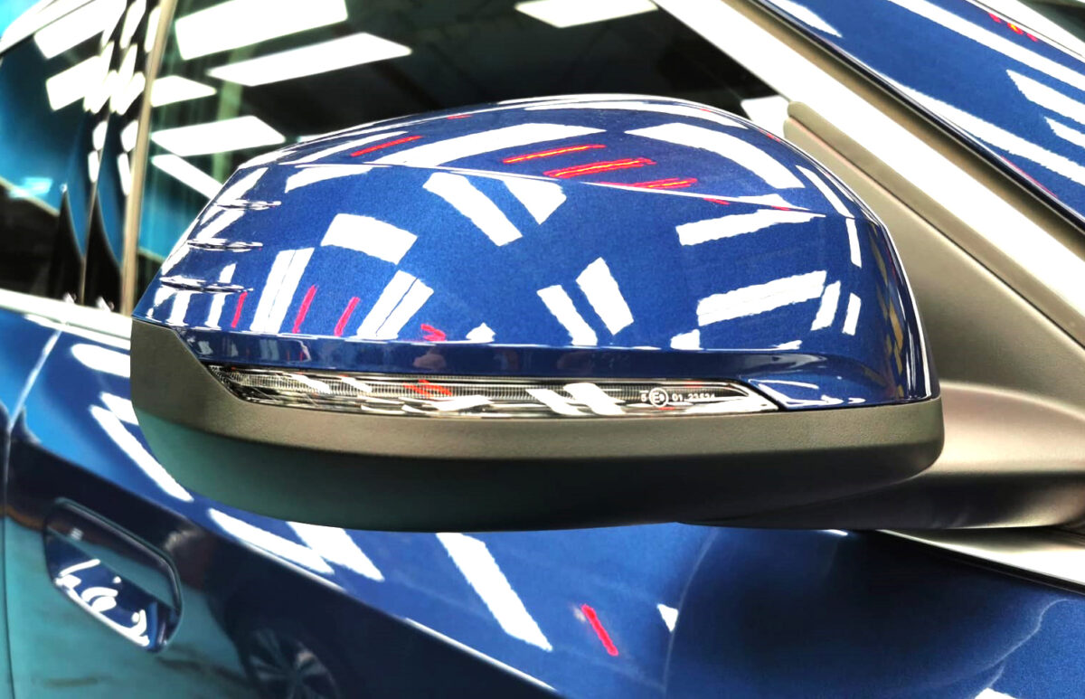 Side panel of the BMW X1 with the titanium finish locked in.