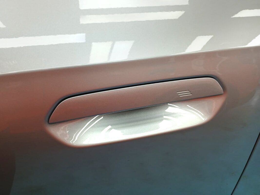 Front three-quarter view of the BMW X1 after coating.