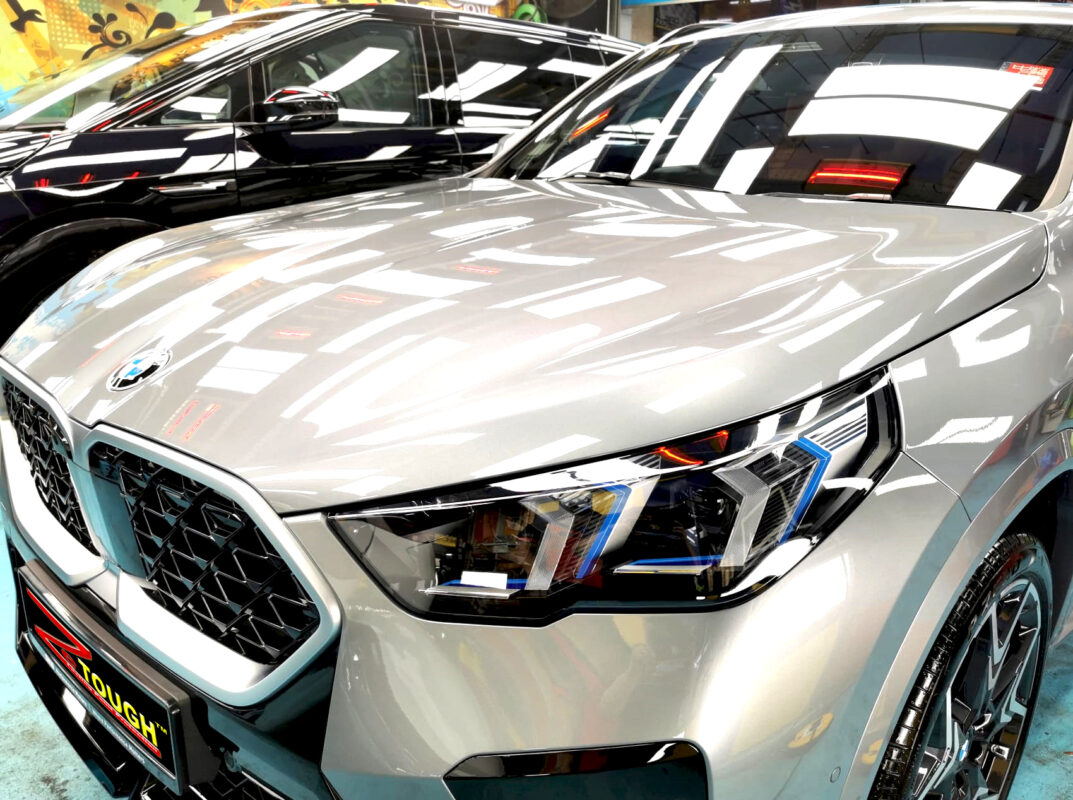 The BMW X2 from a side angle after the titanium coating.