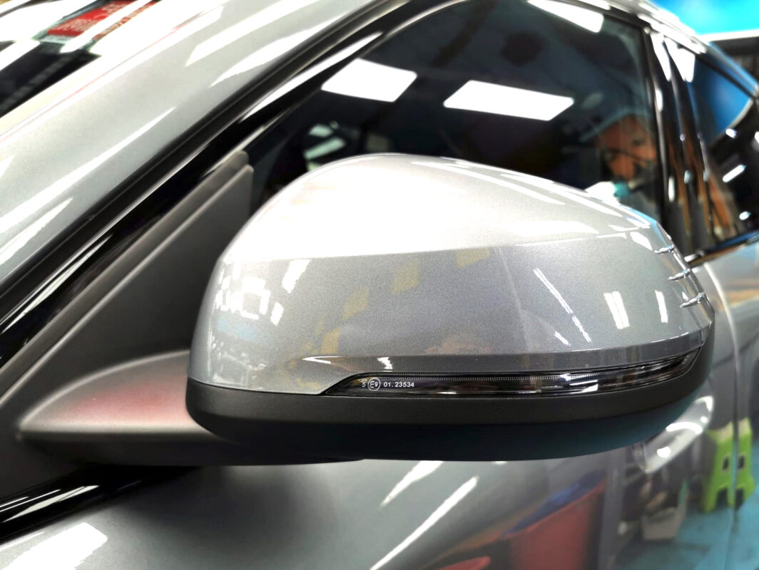 Side panel of the BMW X2 with the titanium finish locked in.
