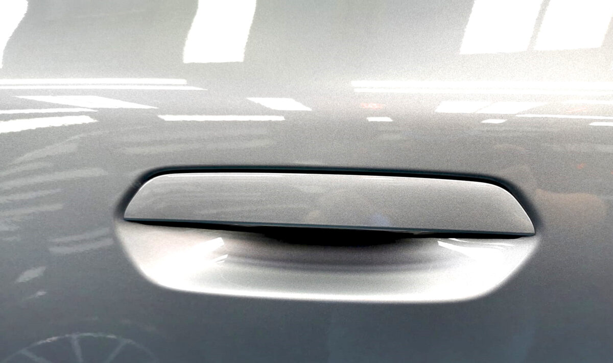 Front three-quarter view of the BMW X2 after coating.