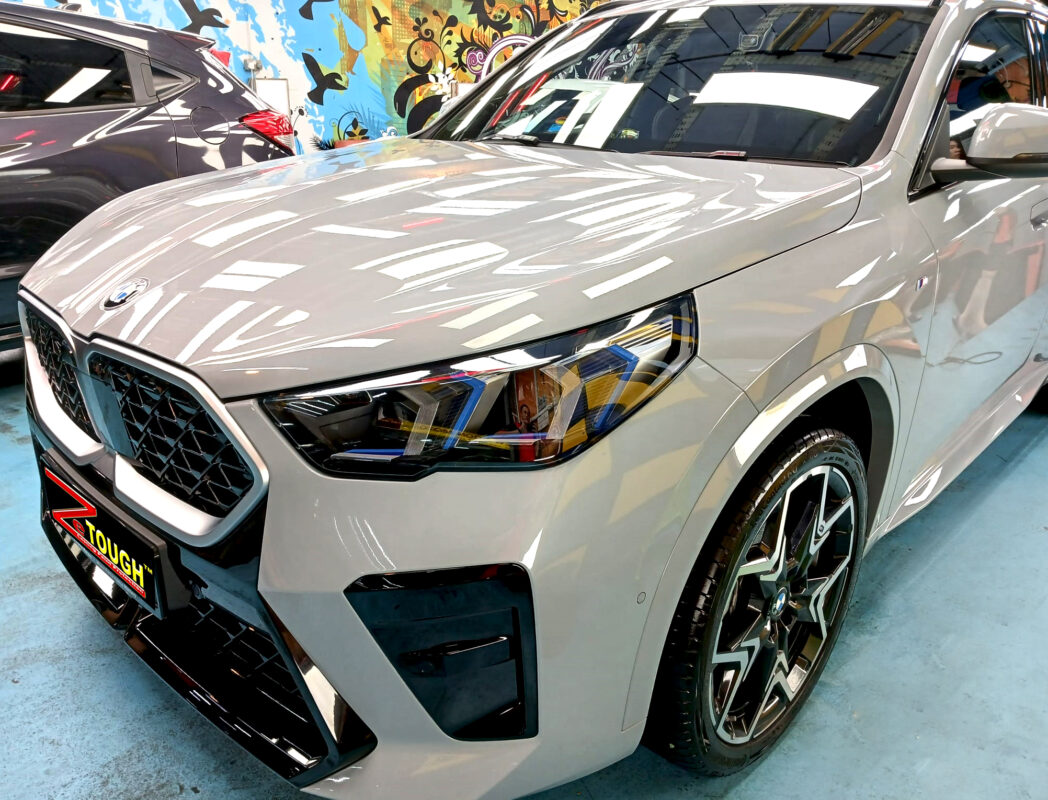 The BMW X2 from a side angle after the titanium coating.