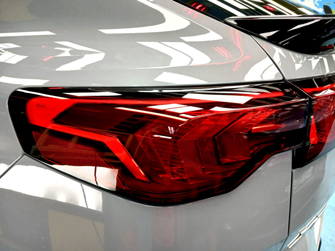 The BMW X2 parked in the workshop, freshly coated.