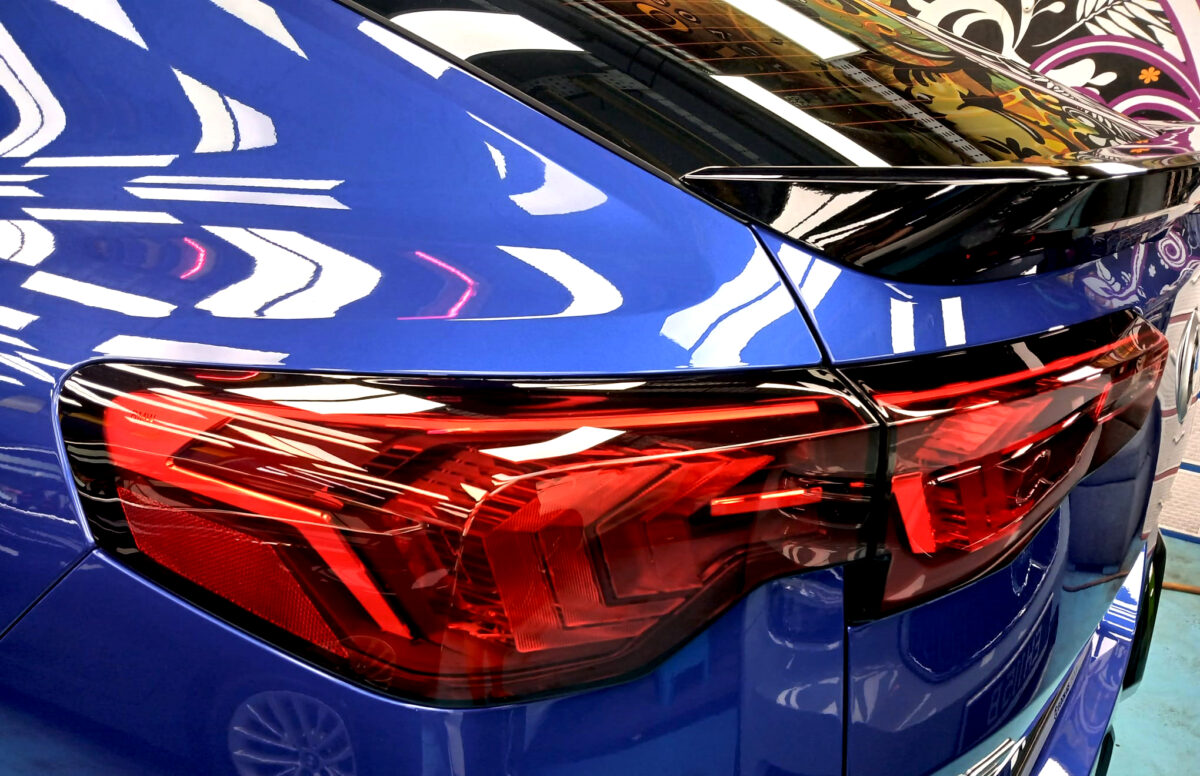 Front three-quarter view of the BMW X2 after coating.