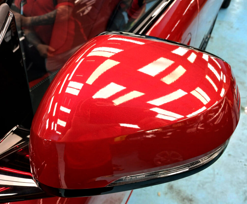 Side panel of the BMW X2 with the titanium finish locked in.