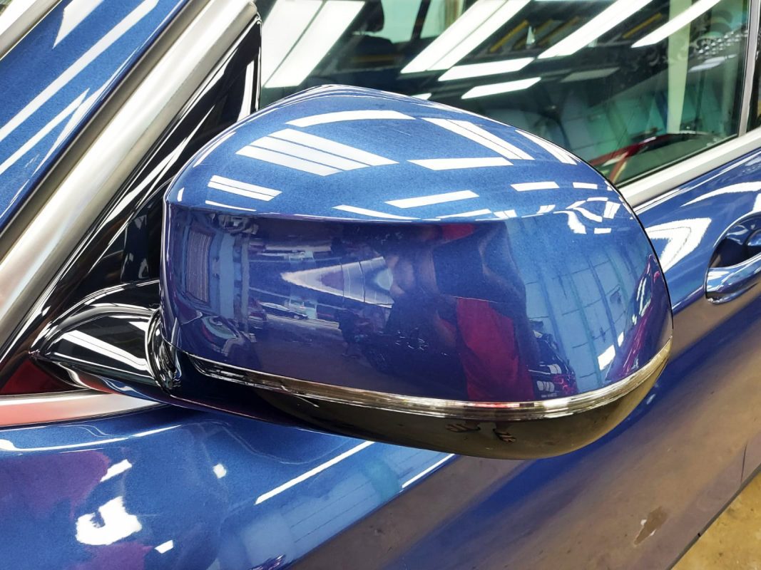 Front three-quarter view of the BMW X3 after coating.
