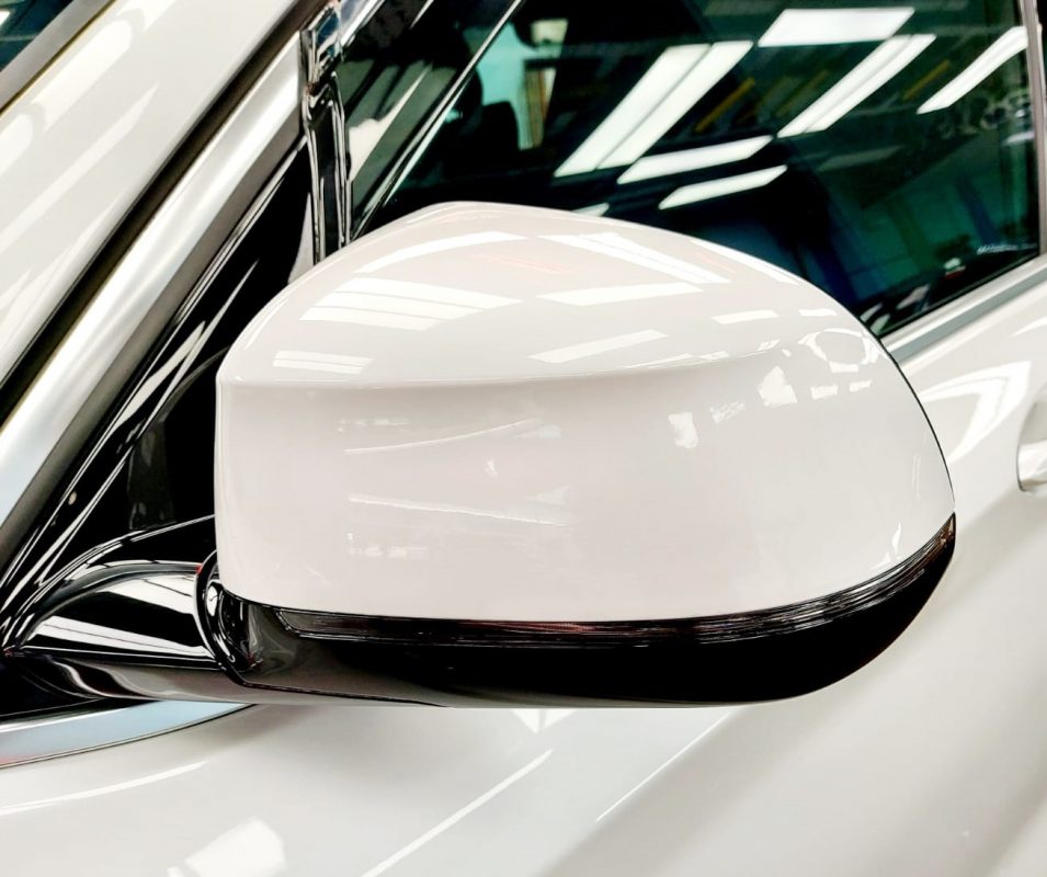 Front three-quarter view of the BMW X3 after coating.