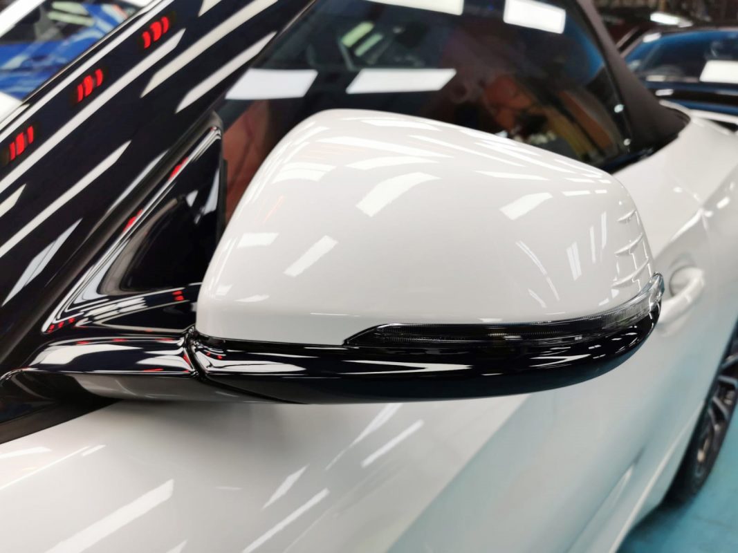 Front three-quarter view of the BMW Z4 after coating.
