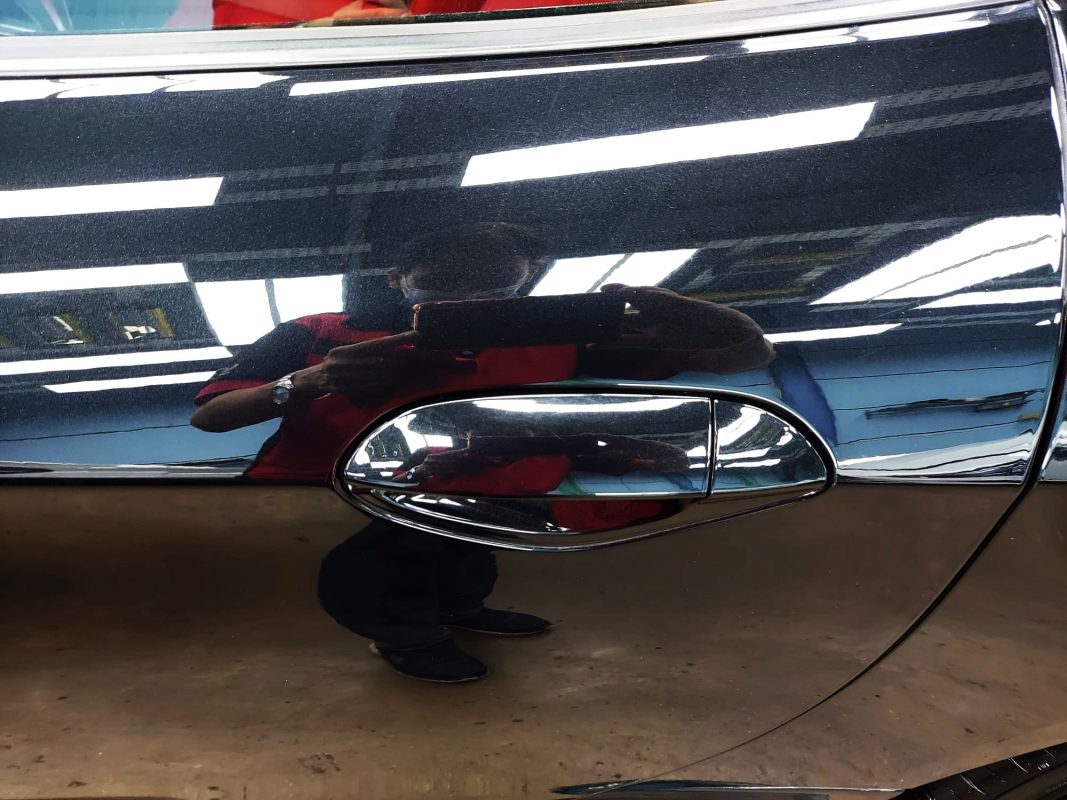 Front three-quarter view of the BMW Z4 after coating.