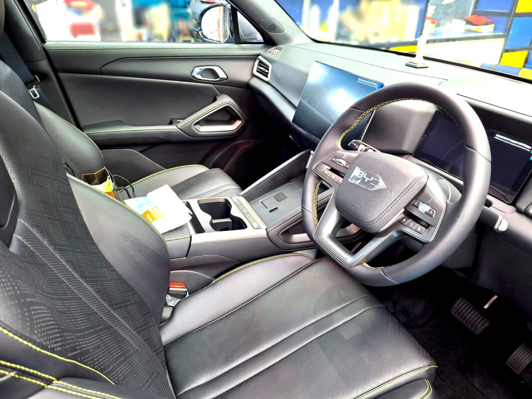 The BYD Atto 2's protected, high-gloss finish.