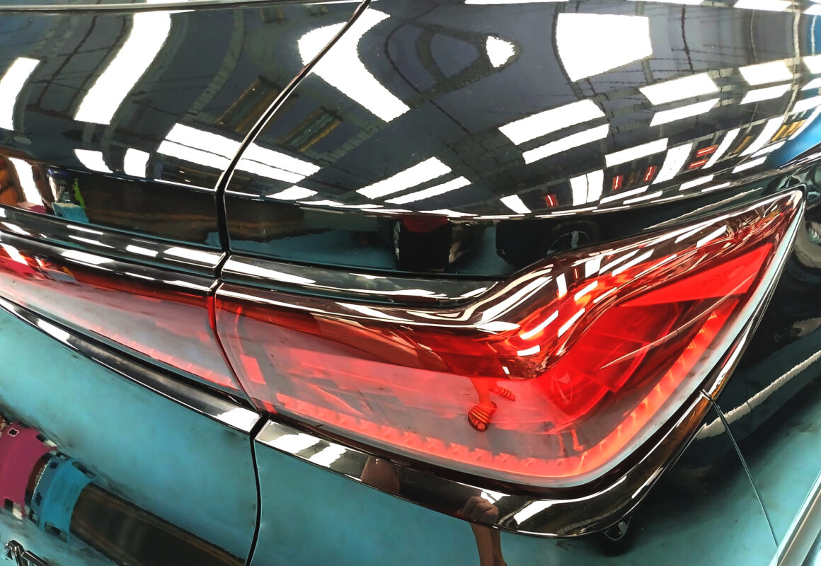 Rear quarter of the BYD ATTO 3, glossy and protected.
