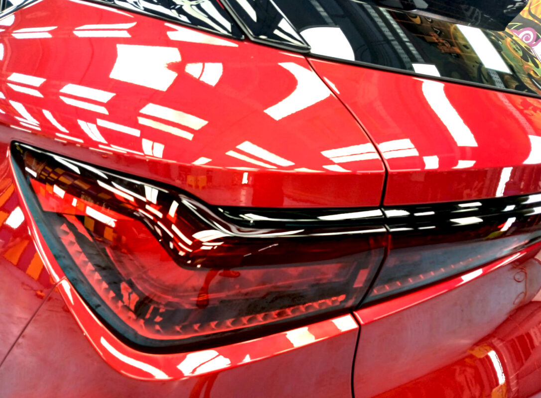 Front three-quarter view of the BYD ATTO 3 after coating.