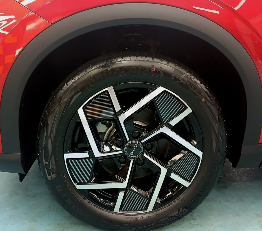 Rear quarter of the BYD ATTO 3, glossy and protected.