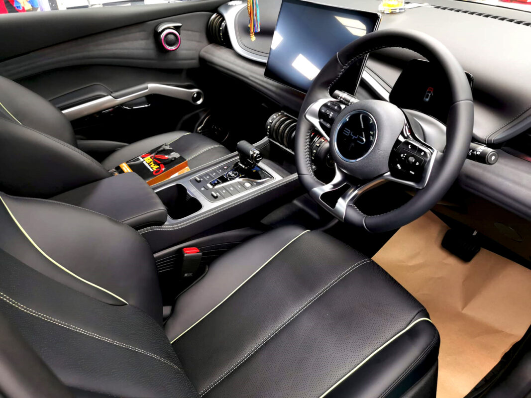The BYD Atto 3's protected, high-gloss finish.