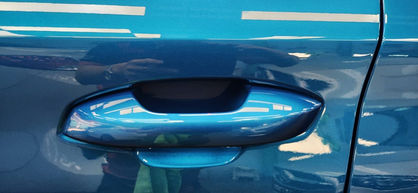 Side panel of the BYD Atto 3 with the ceramic finish locked in.