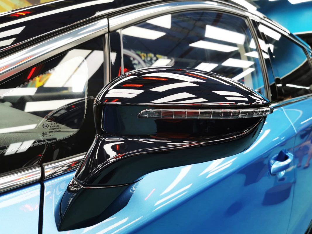 Side panel of the BYD E6 with the ceramic finish locked in.